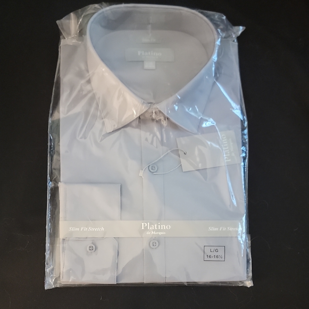 Platino De Marquis Mens Slim Fit Dress Shirt LARGE